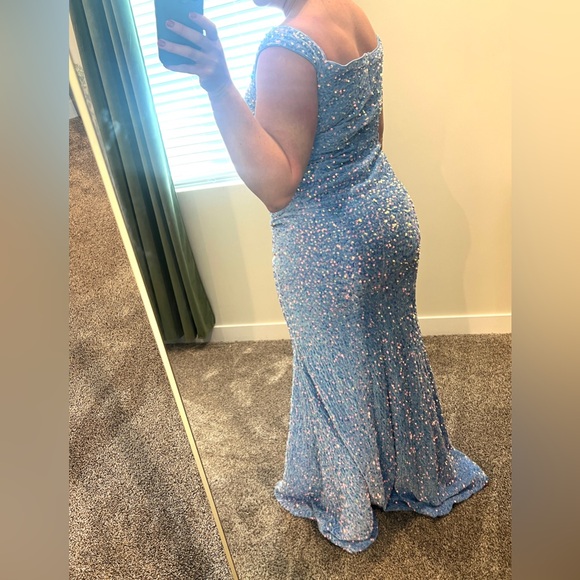 FAERIESTY Blue Sequin Prom Dress - Picture 16 of 16